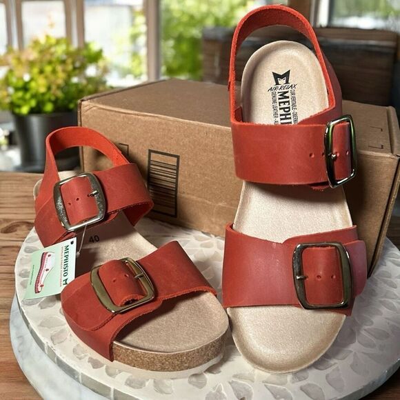 Mephisto Full- Grain Leather Violett Wedge Heel Sandal - Picture 13 of 15